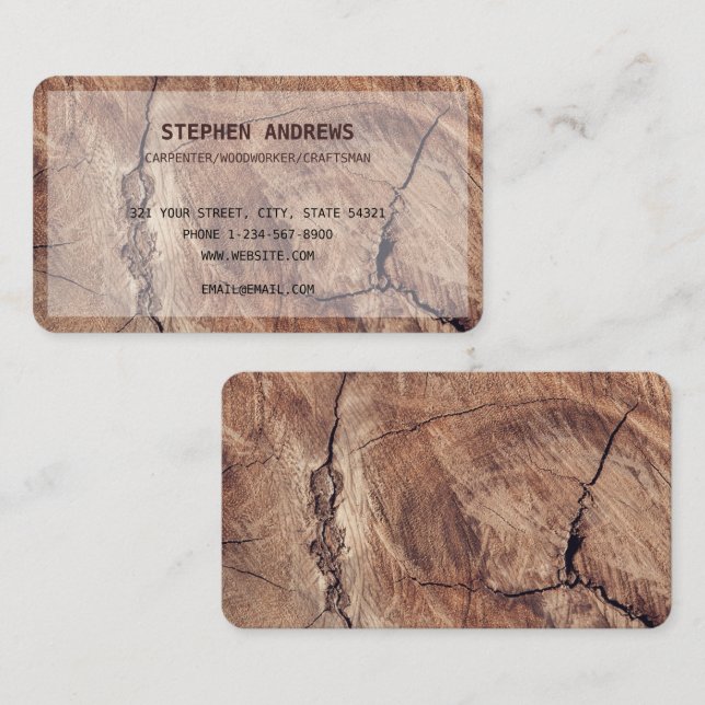 Wooden Carpentry Handyman Professional Business Card (Front/Back)