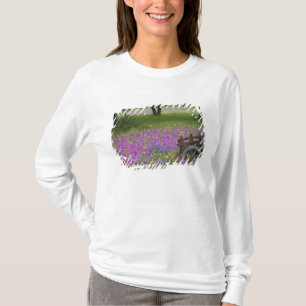 Wooden Cart in field of Phlox, Blue Bonnets T-Shirt