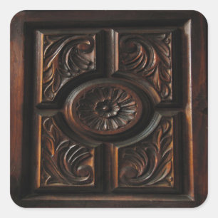 Wooden Carving Square Sticker