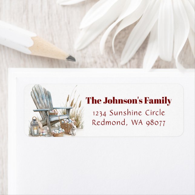 Wooden chair with Easter eggs address (Insitu)