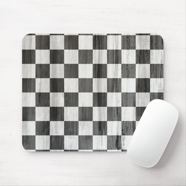 Wooden Checker Pattern Mouse Pad (With Mouse)