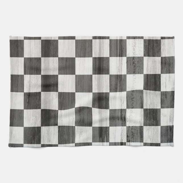 Wooden Checker Pattern Tea Towel (Horizontal)