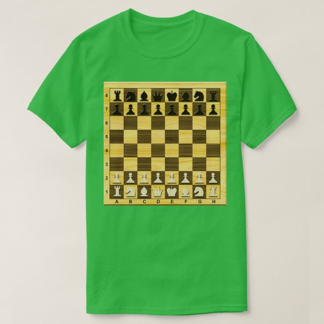 Wooden Chess board with figures  T-Shirt (Design Front)