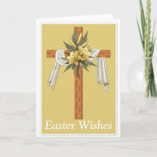 Wooden Christian Cross Easter Holiday Card
