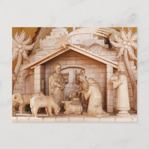Wooden Christmas Nativity Scene Postcard