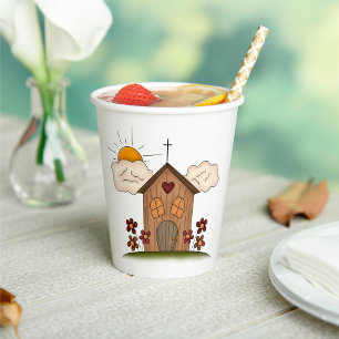 Wooden Church Paper Cups