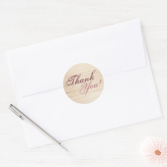 Wooden Classic Round Sticker (Envelope)