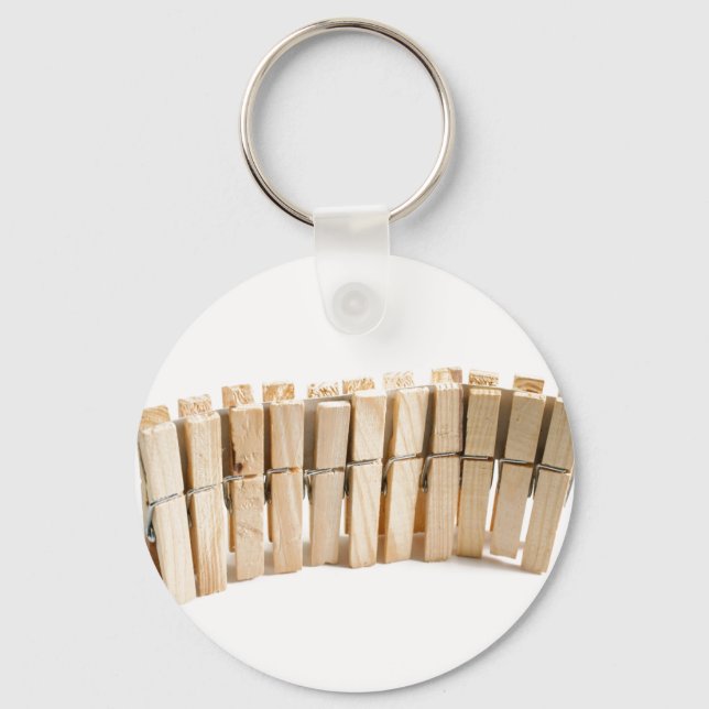 Wooden clothes pegs key ring (Front)