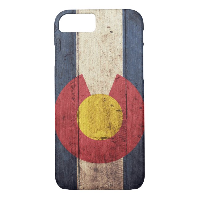 Wooden Colorado Flag iPhone 7 case (Back)