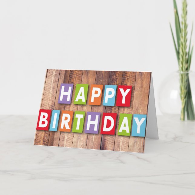 Wooden Colourful Birthday Wishing Card (Front)