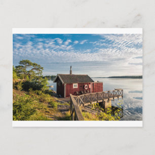Wooden cottage on the Baltic Sea coast in Sweden Postcard