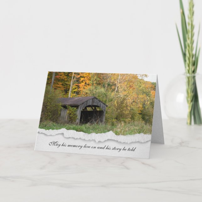 wooden covered bridge sympathy card (Front)