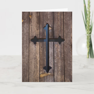 Wooden cross blank greeting card religious