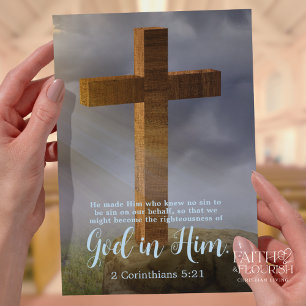 Wooden Cross Scripture Church Bulletin Template