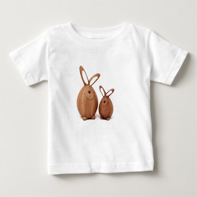 Wooden cute Easter rabbit Baby T-Shirt (Front)