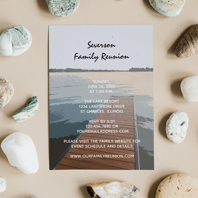 Wooden Dock on Lake Family Reunion Invitation (Creator Uploaded)