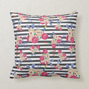 Wooden dog pull toy pattern cushion