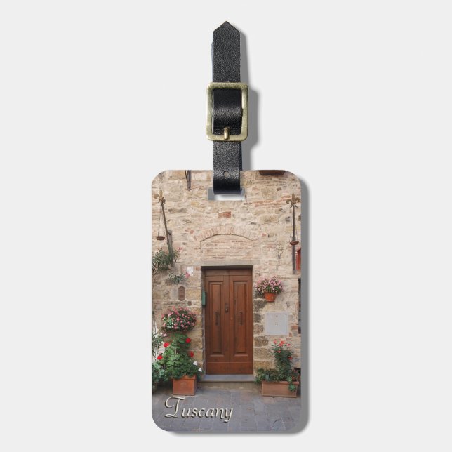 Wooden Door Tuscany Italy Personalised Luggage Tag (Front Vertical)