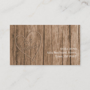 wooden effect carved name business card