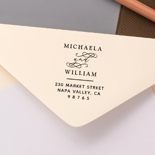 Wooden Elegant Round Return Address Rubber Stamp