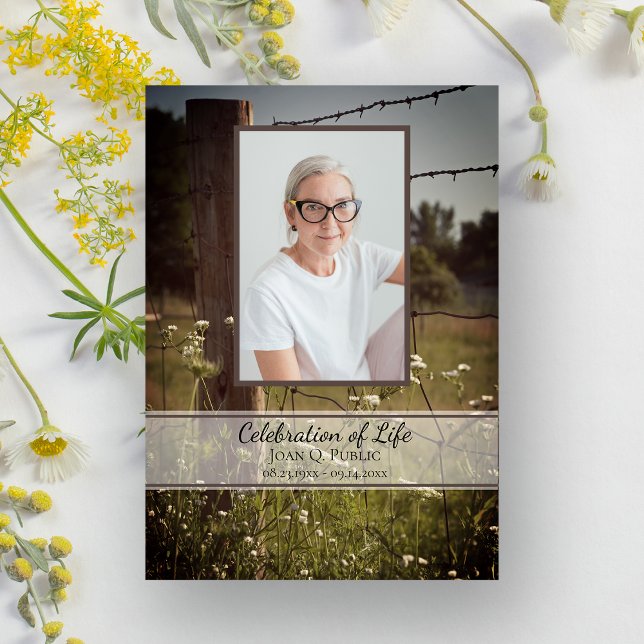 Wooden Fence Post Wildflowers Celebration of Life Invitation (Creator Uploaded)