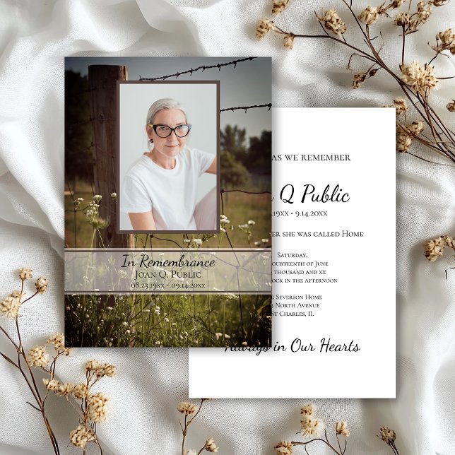 Wooden Fence Post Wildflowers Death Anniversary  Invitation (Creator Uploaded)