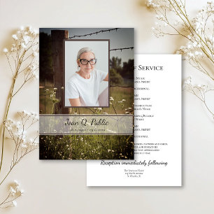 Wooden Fence Wildflowers Funeral Service Memorial Programme