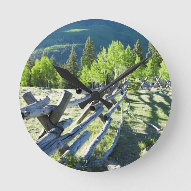 Wooden Fenceline Round Clock (Front)