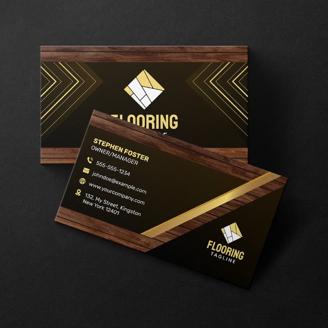 Wooden Flooring Tiling Services Floor Installation Business Card (Creator Uploaded)