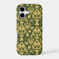 Wooden floral damask pattern background