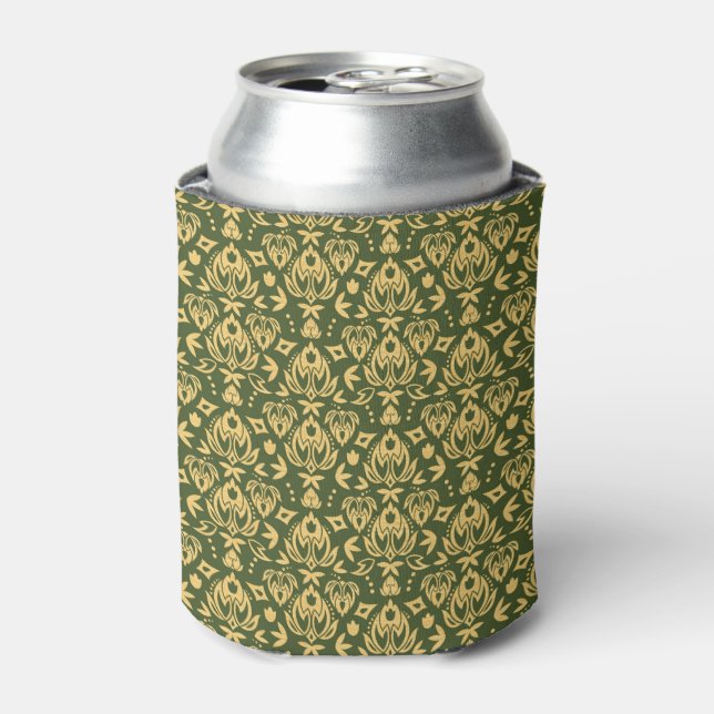 Wooden floral damask pattern background can cooler (Can Front)