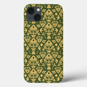 Wooden floral damask pattern background iPhone 13 case