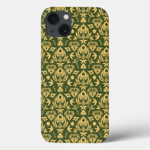 Wooden floral damask pattern background iPhone 13 case