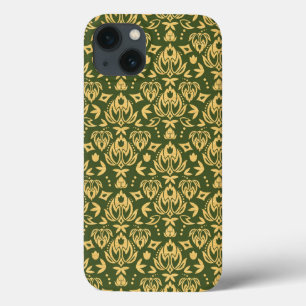 Wooden floral damask pattern background iPhone 13 case