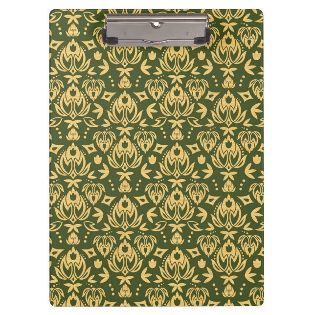 Wooden floral damask pattern background clipboard (Front)