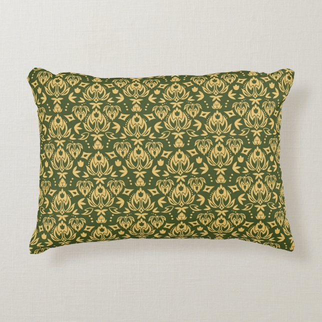 Wooden floral damask pattern background decorative cushion (Front)