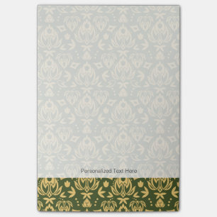 Wooden floral damask pattern background post-it notes