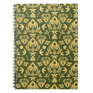 Wooden floral damask pattern background spiral notebook