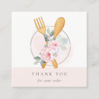 Wooden Fork Spoon Blush Floral Chef Thank You