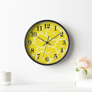 Wooden Frame Clock-Lemons Print Clock