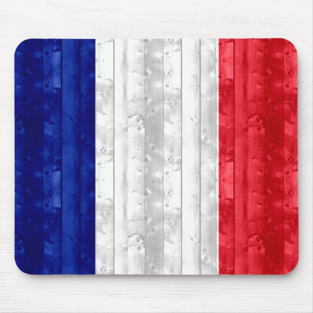 Wooden French Flag Mouse Pad (Front)