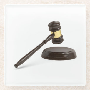 Wooden gavel glass coaster