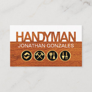 Wooden Handyman Signage Gold Tools Business Card
