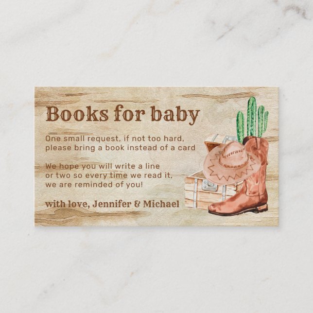 Wooden Hat Shoes Cactus Cowboy Books for Baby Enclosure Card (Front)