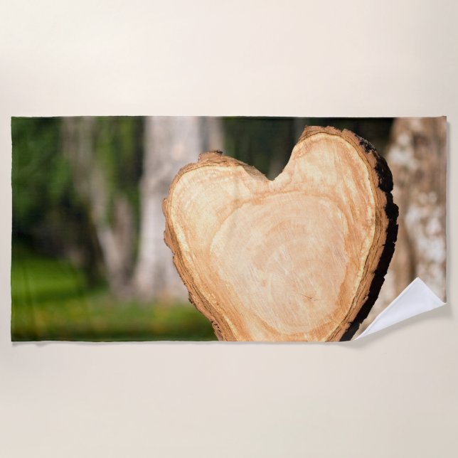 wooden heart beach towel (Front)