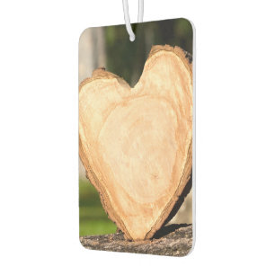 wooden heart car air freshener