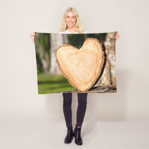 wooden heart fleece blanket
