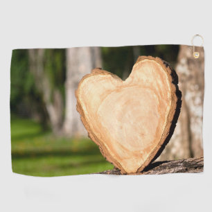 wooden heart golf towel