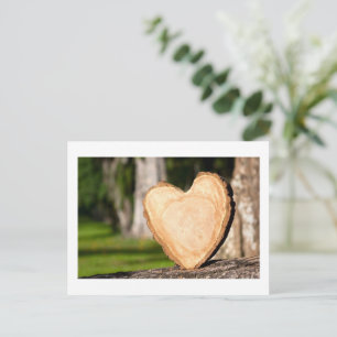 wooden heart holiday postcard