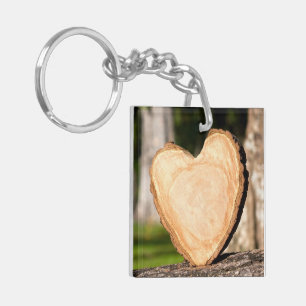 wooden heart key ring